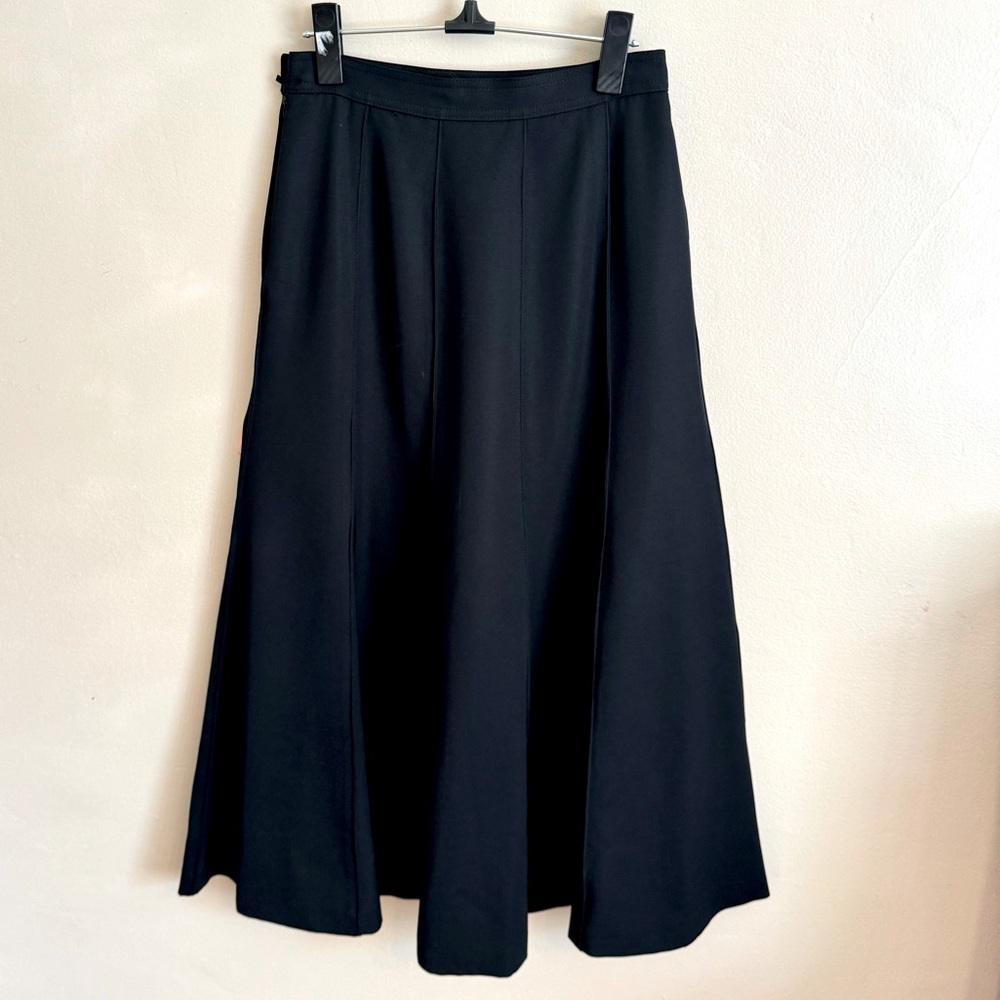 RARE▪️Vintage Valentino Miss V Black 100% Wool Panel Pleated Long Skirt (EUC)